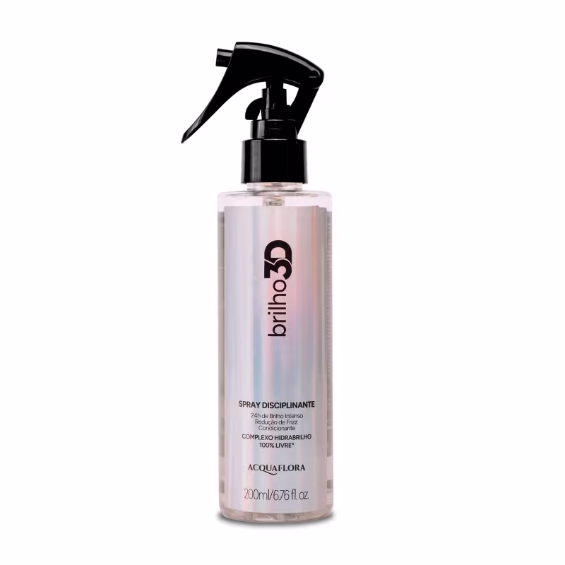 Spray disciplinante Acquaflora em frasco plástico transparente com rótulo preto e branco, contendo 200ml do produto. O frasco possui um borrifador preto para aplicação do produto.