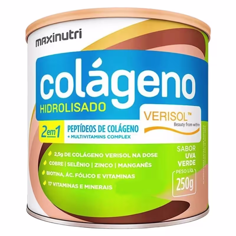 Suplemento Alimentar Colágeno Hidrolisado Maxinutri 2 em1 Sabor Uva Verde 250g