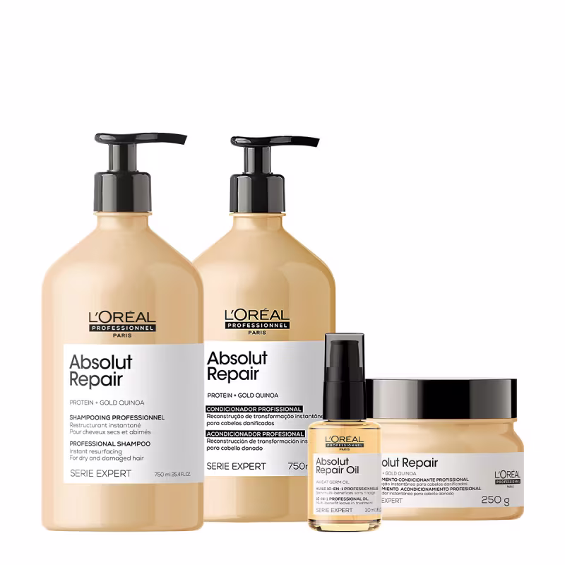 Kit L'Oréal Professionnel Absolut Repair Gold Home Care Oil 30 (4 produtos)
