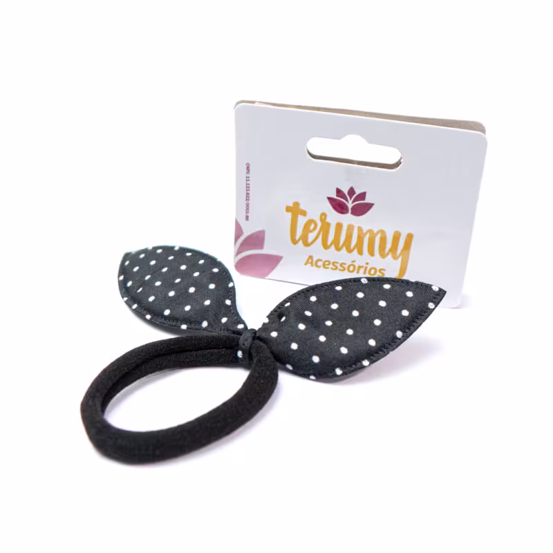 Elástico Cabelo Lacinho Preto Branco Pacote 12x4 Unidades - Terumy Acessórios