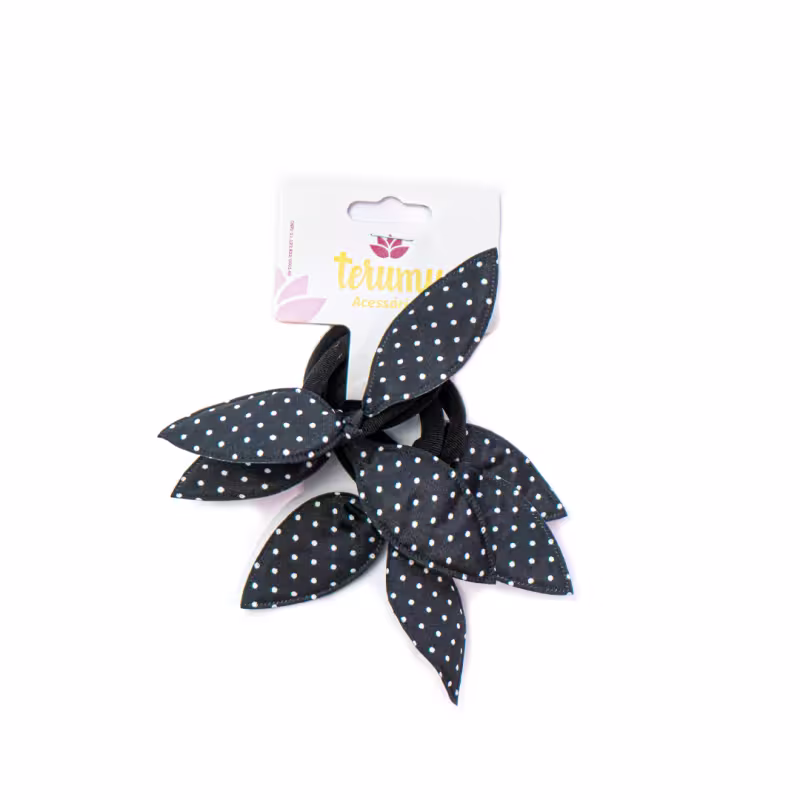 Elástico Cabelo Lacinho Preto Branco Pacote 12x4 Unidades - Terumy Acessórios