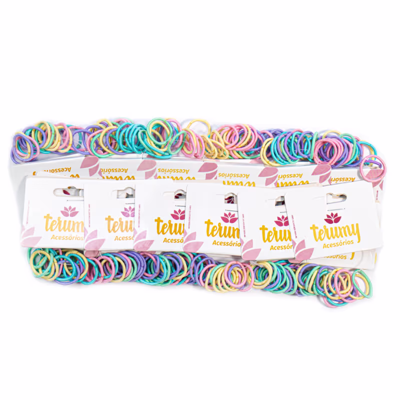 Elástico Cabelo Infantil Colorido Bebê Pacote 24x10 Unidades - Terumy Acessórios