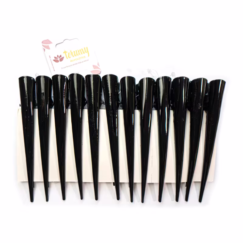Prendedor Bico Pato Grande Preto Pacote 12x1 Unidade - Terumy Acessórios
