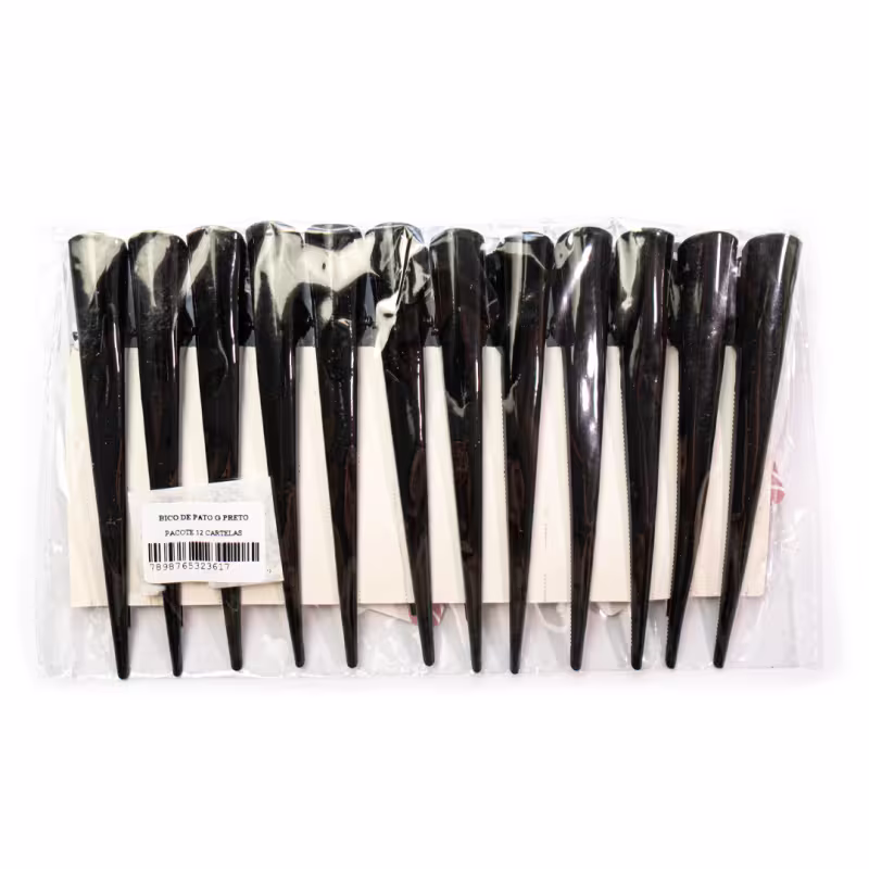 Prendedor Bico Pato Grande Preto Pacote 12x1 Unidade - Terumy Acessórios