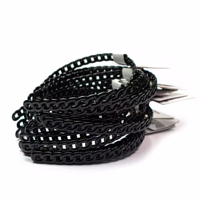 Tiara Cabelo Corrente Plástico Preto Pacote 12x1 Unidade - Terumy Acessórios