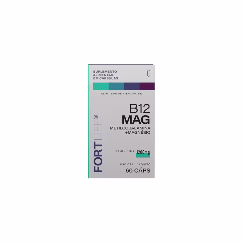 B12 Mag 1200mg  Metilcobalamina + Magnésio  60 Cápsulas FortLife