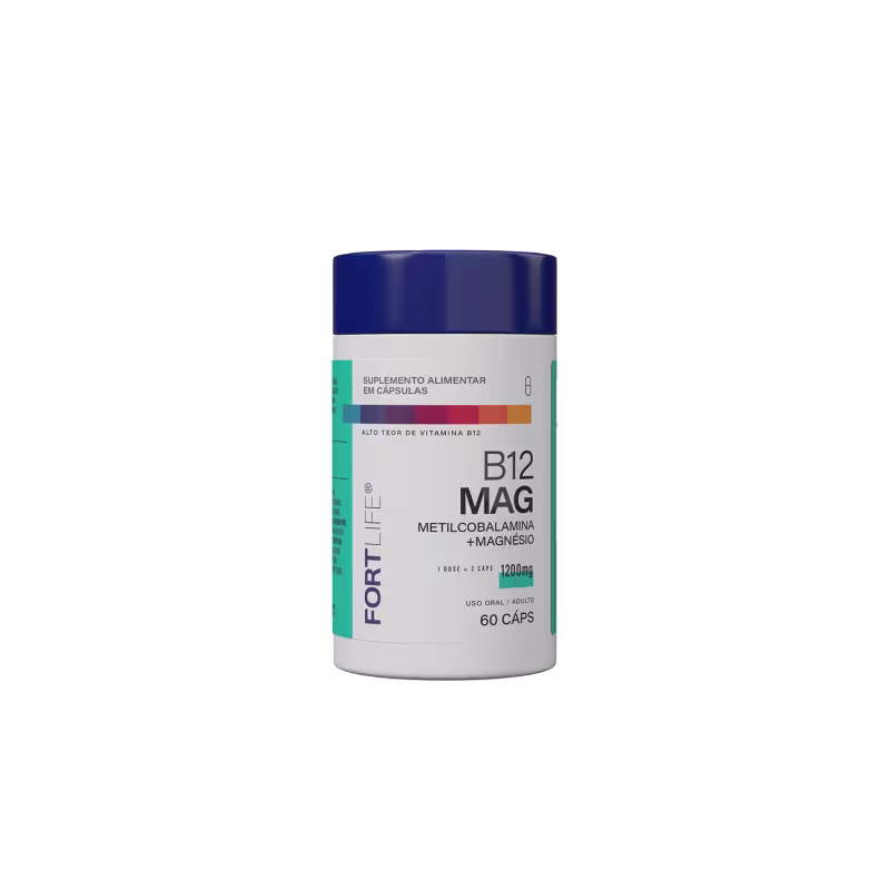 B12 Mag 1200mg  Metilcobalamina + Magnésio  60 Cápsulas FortLife