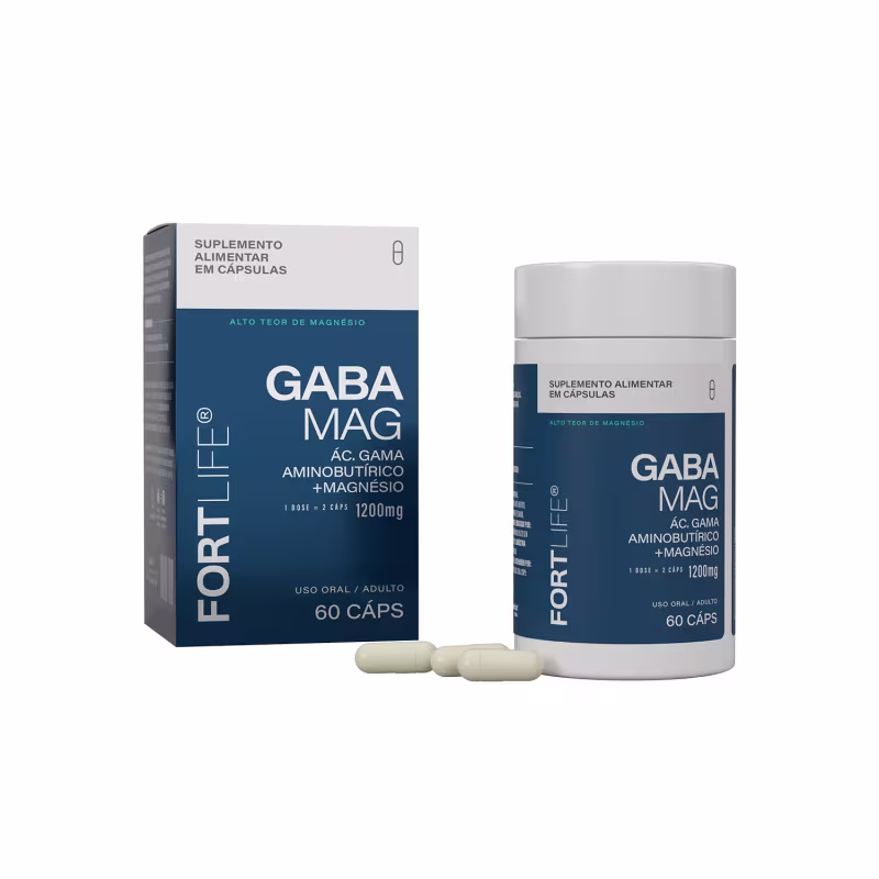 GabaMag (Ácido gama Aminobutírico + Magnésio) 1200mg 60 Cápsulas FortLife