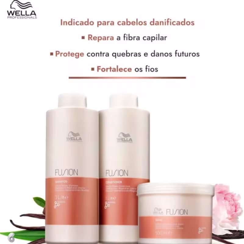 Wella - Fusion - Kit Shampoo 1 L + Condicionador 1 L + Mascara 500 Ml