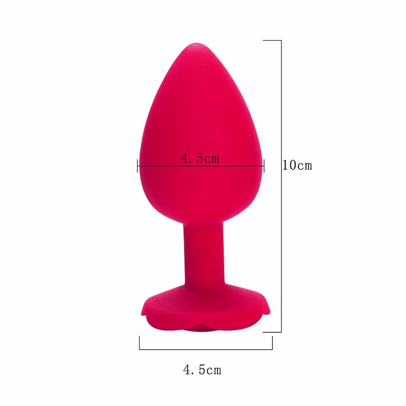 Plug Anal em Silicone Vermelho com Formato de Rosa Grande