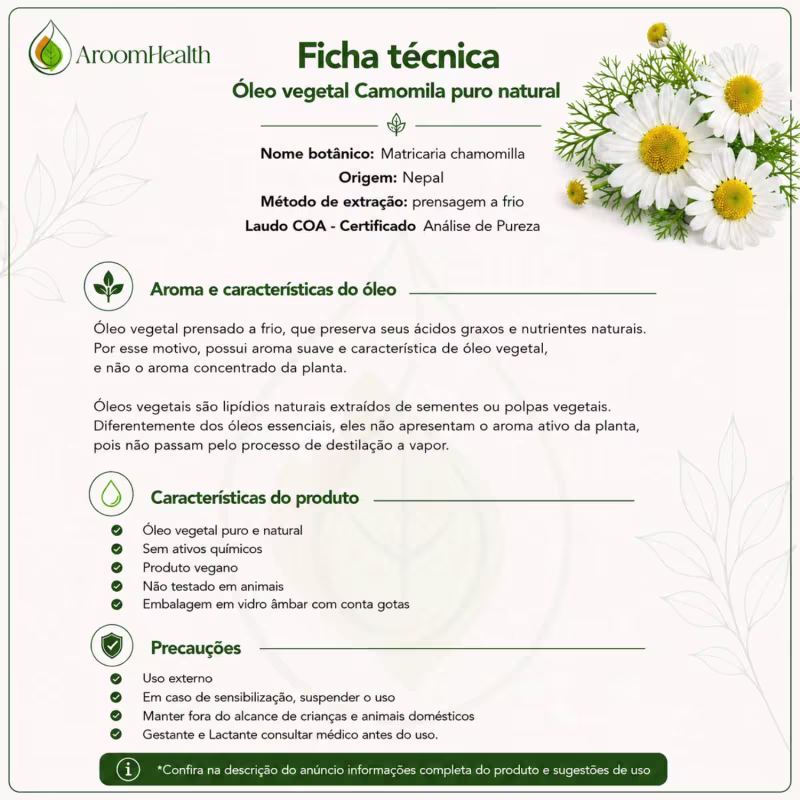 Óleo Natural de Camomila 30 ml