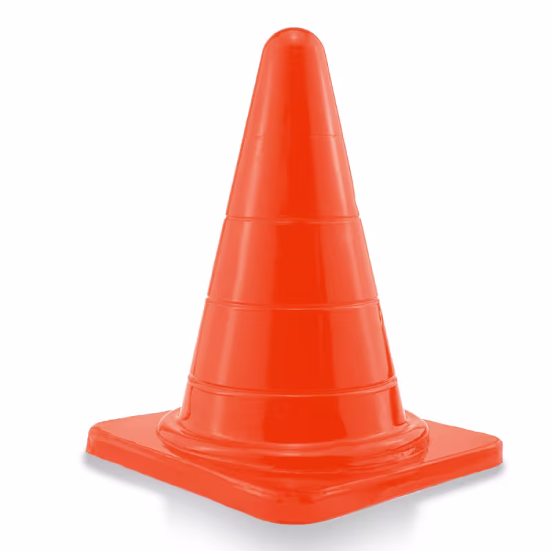 Plug anal em formato de cone de sinalização medindo 29cm x 16cm