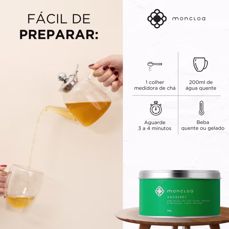 Chá Verde Anaberry Moncloa Lata 45g