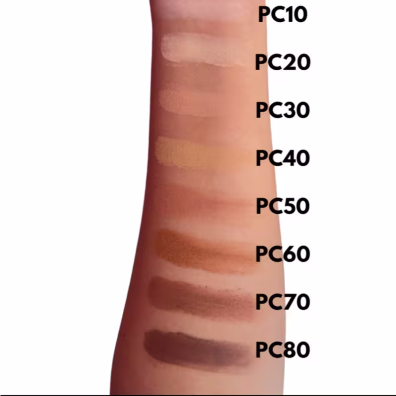 Amostra das 8 cores do Pó Ruby Rose Pure Porcelain