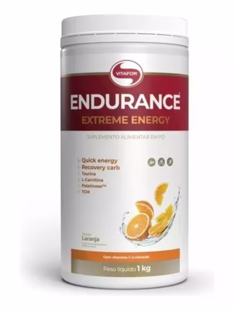 Suplemento Alimentar em Pó Vitafor Endurance Energy Extreme Laranja, 1kg.