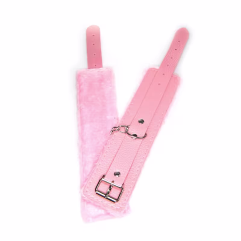 Algema Sexy Import Couro com Pelúcia Aveludada Rosa, 1 produto.