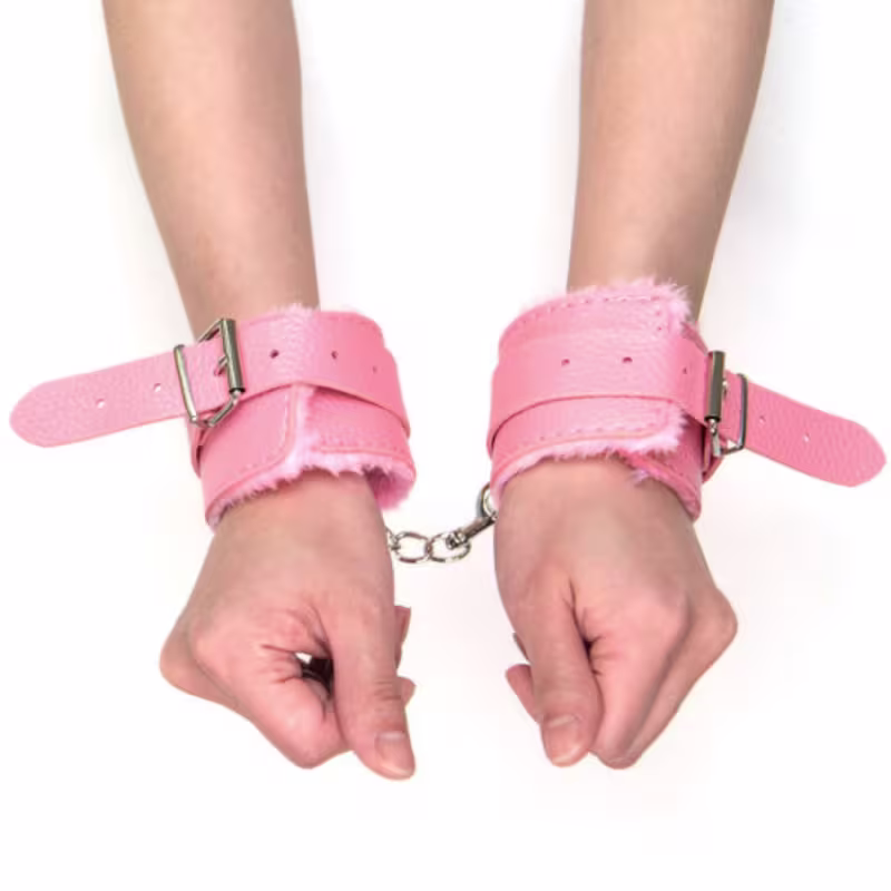 Algema Sexy Import Couro com Pelúcia Aveludada Rosa, 1 produto.