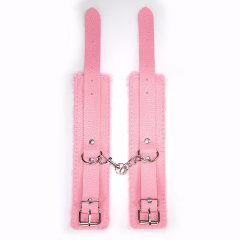 Algema Sexy Import Couro com Pelúcia Aveludada Rosa, 1 produto.