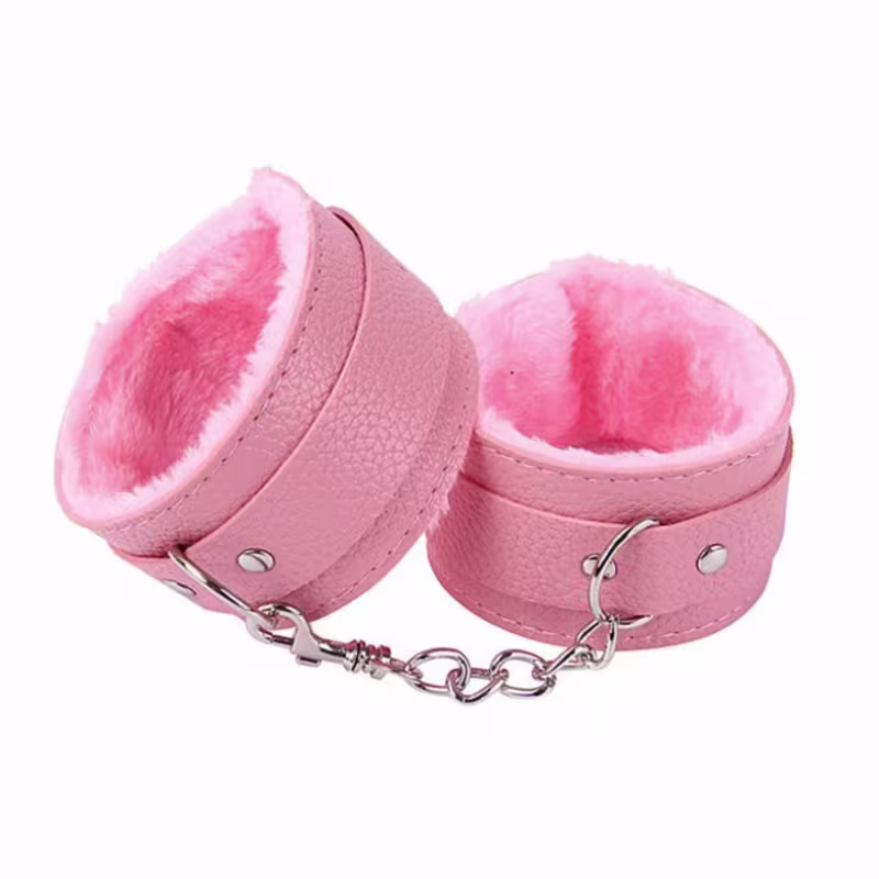 Algema Sexy Import Couro com Pelúcia Aveludada Rosa, 1 produto.