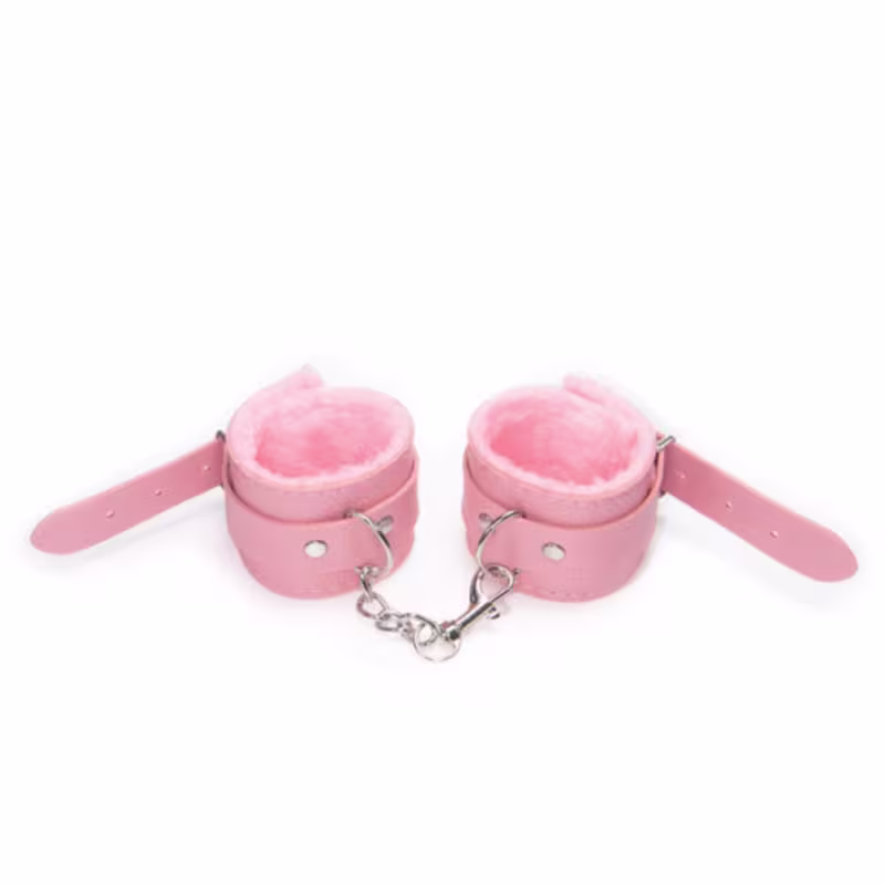 Algema Sexy Import Couro com Pelúcia Aveludada Rosa, 1 produto.