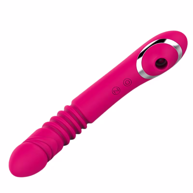 Sugador de Clitóris e Vibrador Vai e Vem Ponto G 7 Intensidades em Silicone 23cm x 3,6cm Recarregável