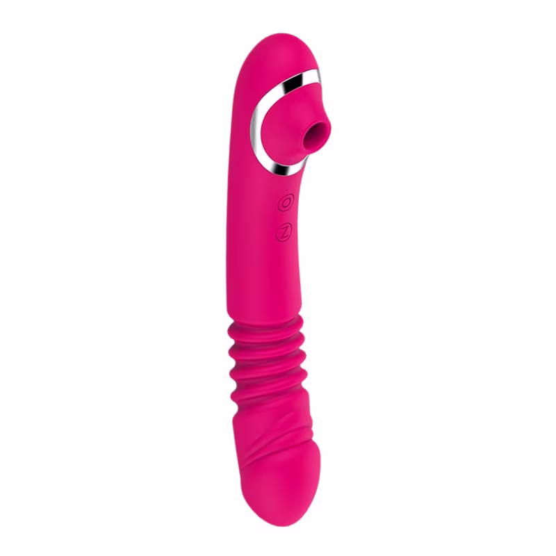 Sugador de Clitóris e Vibrador Vai e Vem Ponto G 7 Intensidades em Silicone 23cm x 3,6cm Recarregável