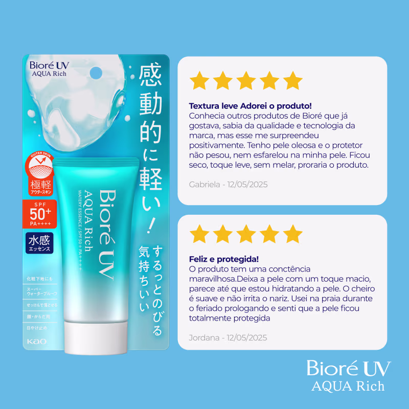 Bioré Aqua Rich Watery Essence FPS 50 - Protetor Solar Facial 50g