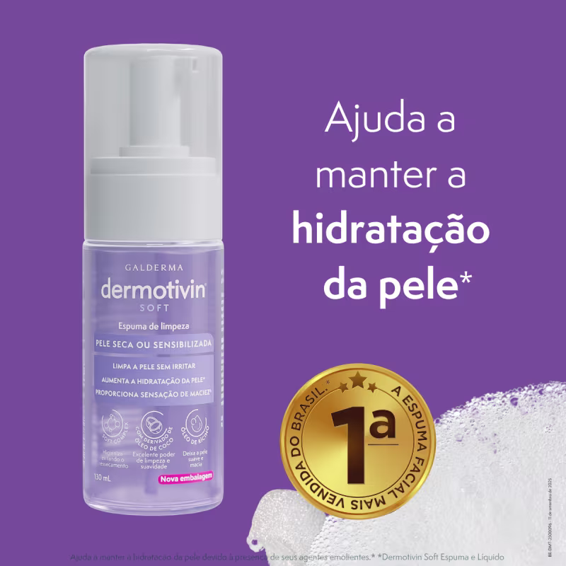 Dermotivin Soft Soft Pele Seca ou Sensibilizada - Espuma de Limpeza Facial 130ml