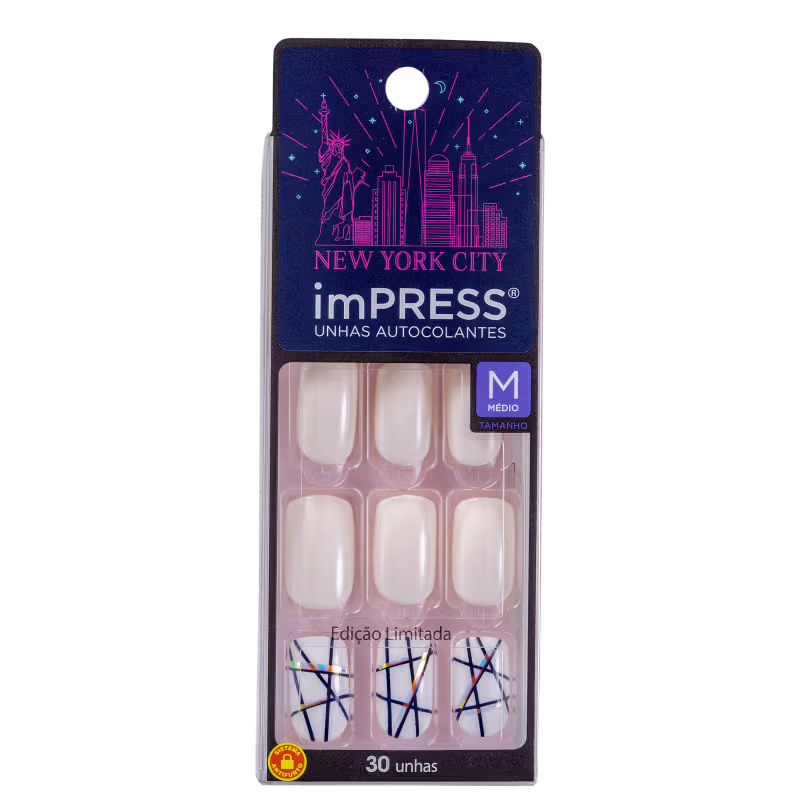 Kiss New York imPRESS Médias 5th Avenue - Unhas Postiças Autocolantes (30 Unidades)