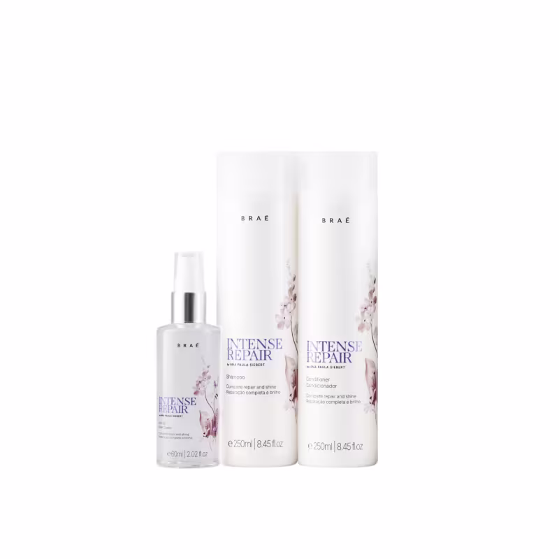 Kit Braé Intense Repair by Ana Paula Siebert Trio Shine, 3 produtos.