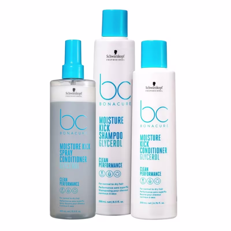Kit Schwarzkopf Bc Moisture Kick - Shampoo 250ml + Condicionador 200ml + Spray Conditioner 200ml