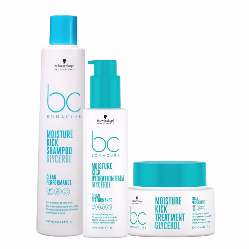 Kit Schwarzkopf Bc Moisture Kick - Shampoo 250ml + Máscara 200ml + Hydration Balm 150ml