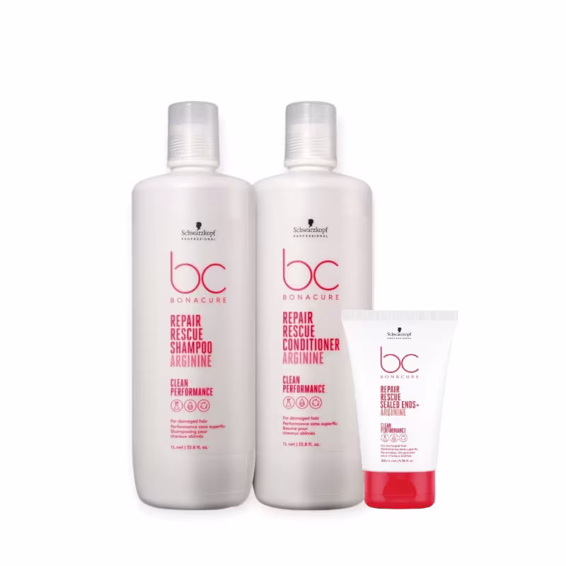 Kit Schwarzkopf Bc Repair Rescue - Shampoo 1L + Condicionador 1L + Sealed Ends 100ml