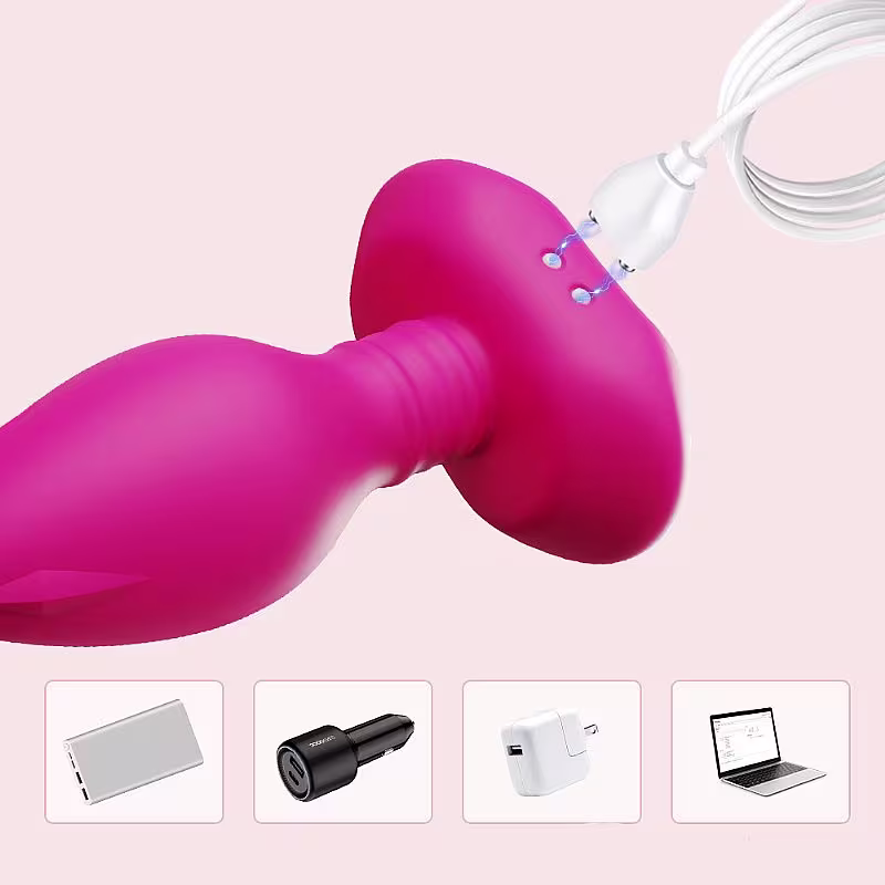 Plug Anal com Vibração e Rotação Recarregável Controlado por App de Celular Preto