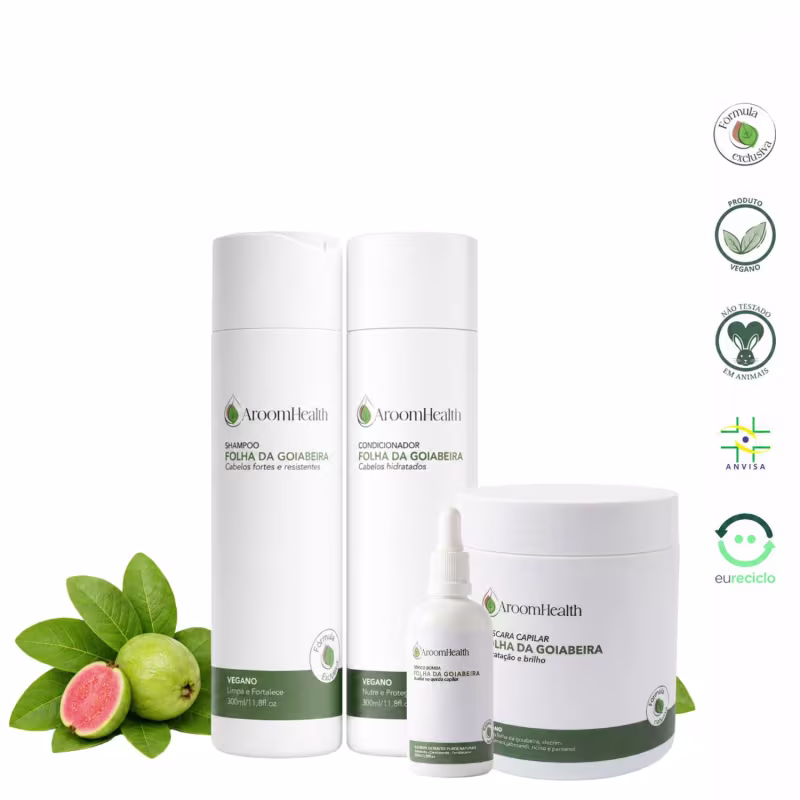 Kit Shampoo, Condicionador, Máscara e Tônico capilar Folha da Goiabeira 4 unid.