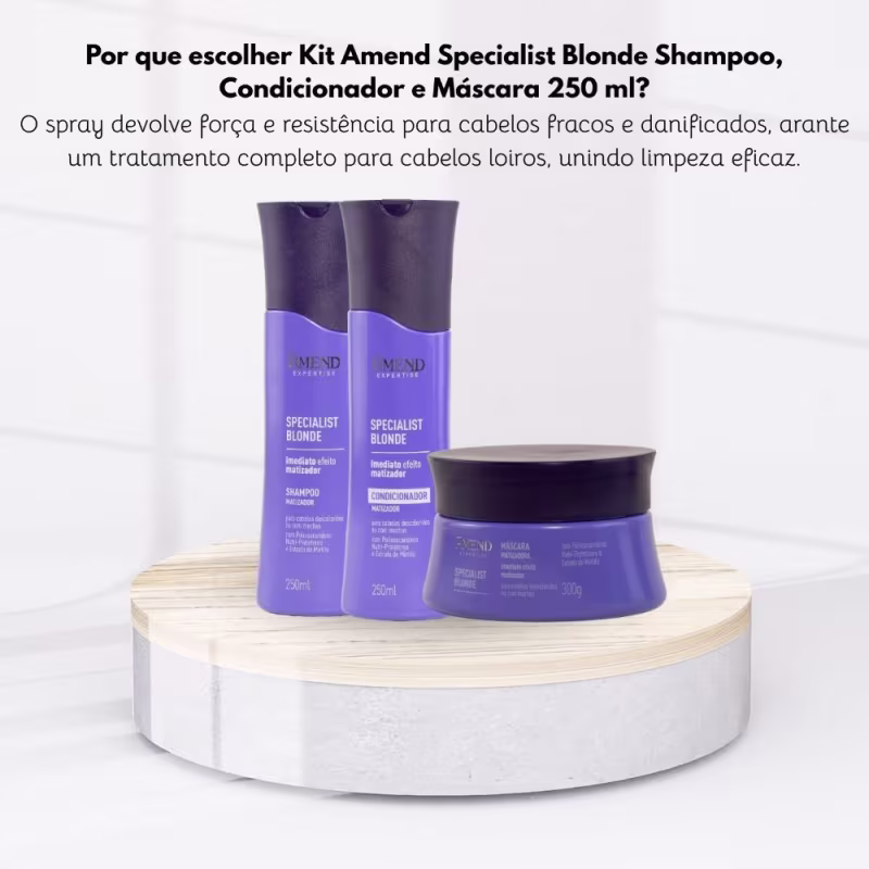 Kit Amend Specialist Blonde Shampoo Condicionador Mascara