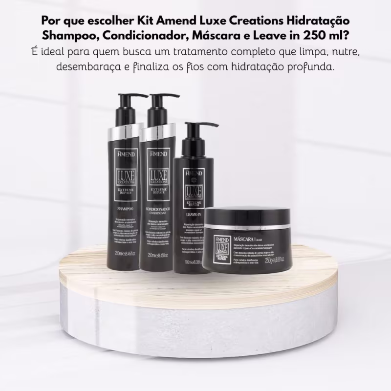 Kit Amend Luxe Creations Shamp Condicionador Mascara Leavein