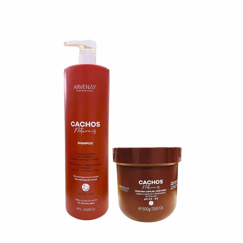 Kit Arvensis Professional Cachos Naturais - Shampoo 1L + Máscara Crespos 500g