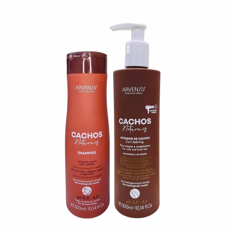 Kit Arvensis Professional Cachos Naturais - Shampoo 300ml + Ativador Crespos 300ml