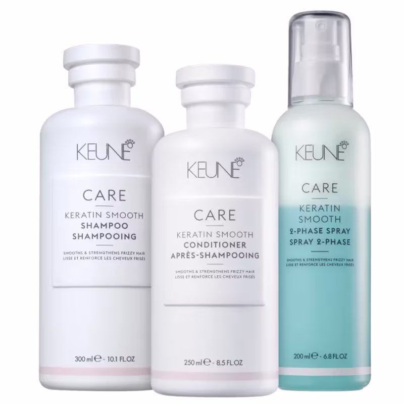 Kit Keune Care Keratin Smooth Trio Reconstrução e Proteção, 3 produtos.