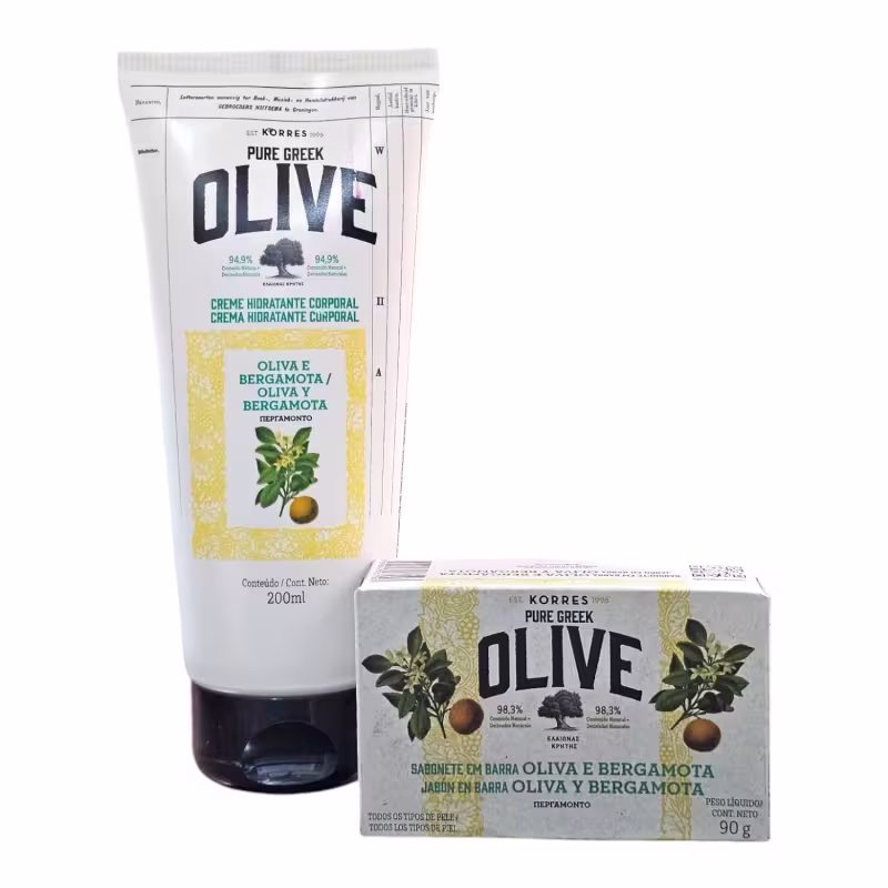 Kit Korres Olive e Bergamota - Loção Hidratante 200ml + Sabonete em Barra 90g