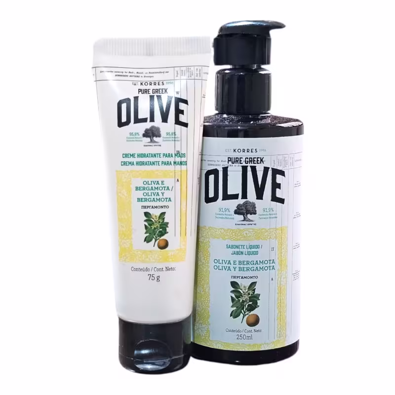 Kit Korres Pure Greek Olive e Bergamota - Sabonete Líquido 250ml + Creme para Mãos 75g