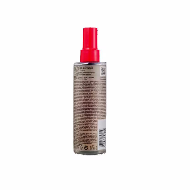 Frasco de spray Schwarzkopf Professional com tampa vermelha, contendo um produto para cuidados capilares. O rótulo apresenta informações sobre os ingredientes e características do produto.