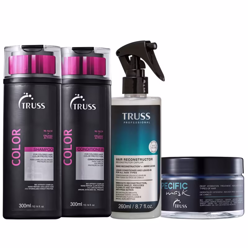 Kit Truss  Color - Shampoo 300ml + Condicionador 300ml + Uso  Obrigatório Spray 260ml + Máscara Specific 180g