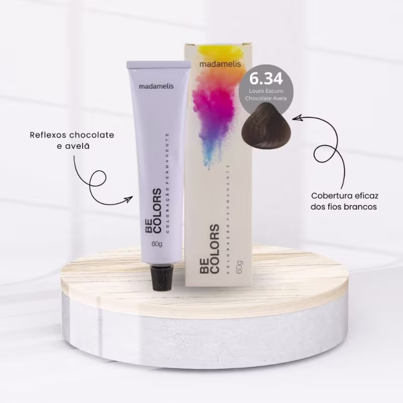 Coloração Madamelis Be Colors Louro Escuro Chocolate Avelã 6.34 60 g