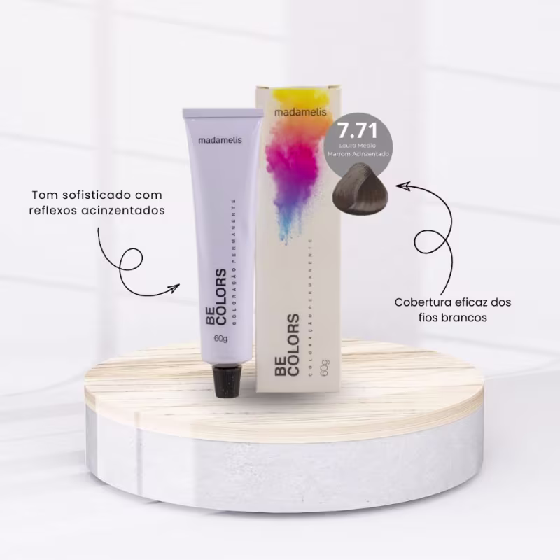 Coloração Madamelis Be Colors Louro Médio Marrom Acinzentado 7.71 60 g