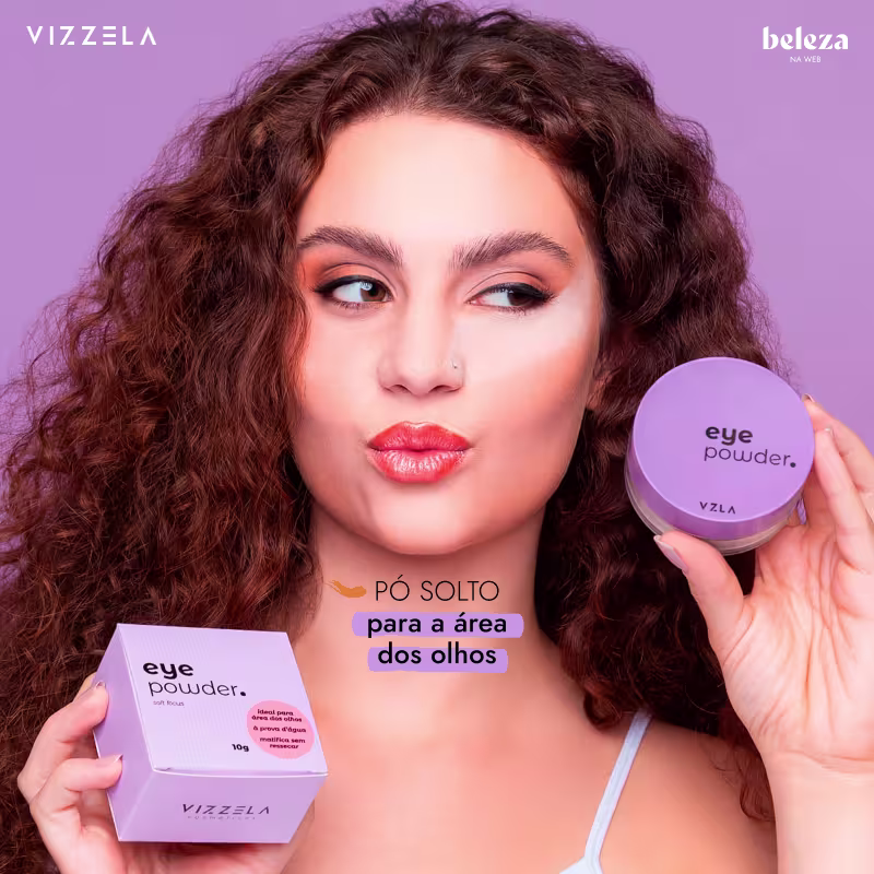 Pó solto para a área dos olhos, eye powder da Vizzela.