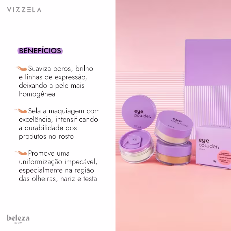 Suaviza poros, brilho e linhas de expressão, deixando a pele mais homogênea. Sela a maquiagem com excelência, intensificando a durabilidade dos produtos no rosto. Promove uma uniformização impecável, especialmente na região das olheiras, nariz e testa.