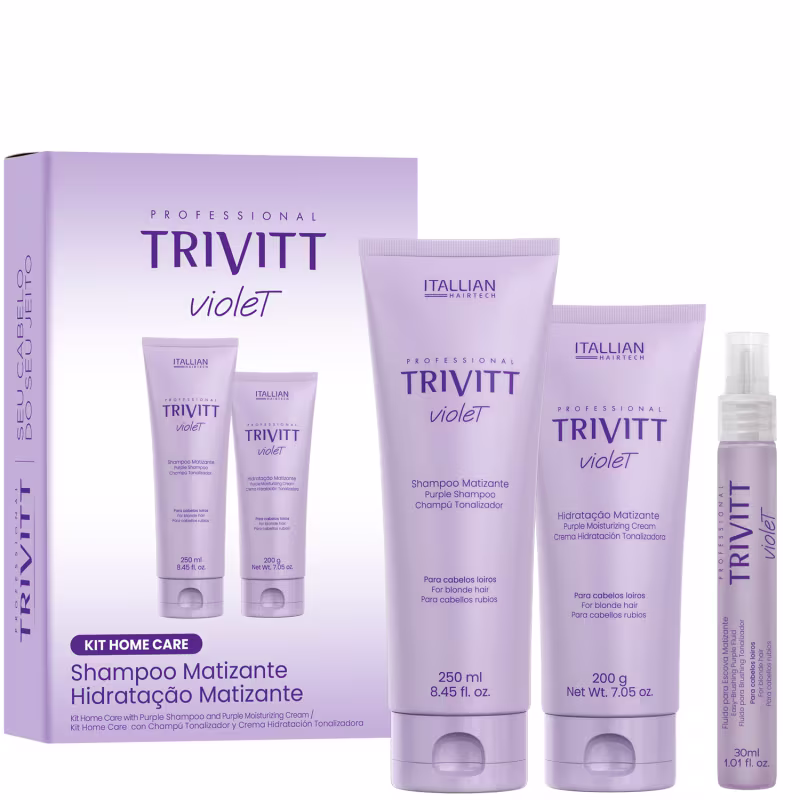 Kit Matizante Trivitt Violet 3pçs: (Sh250ml+Hidrat200g+Fluido30ml)