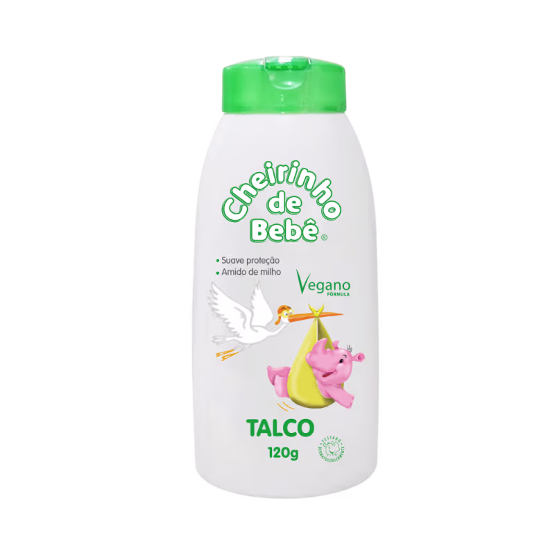 Talco Verde da marca Cheirinho de Bebê.